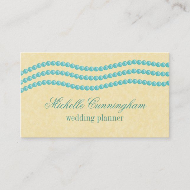 Cartão de visita de pérolas Elegantes, Turquesa (Frente)