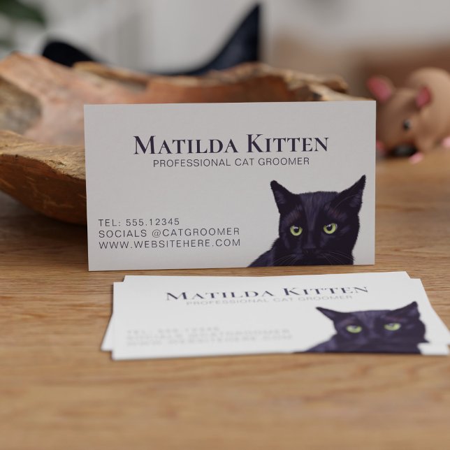 Cartão de visita de Pet Personalizado de Alinhamen (Purrfect business card for a cat groomer or pet sitter., Just add your details)