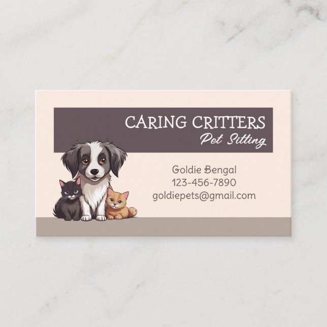 Cartão de Visita de Pet Sitter (Frente)