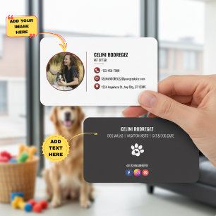 Cartão de Visita de Pet Sitter Minimalista com Imp