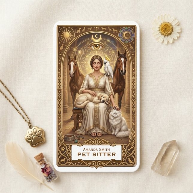 Cartão de Visita de Pet Sitter Tarot Celestial Lua (Criador carregado)