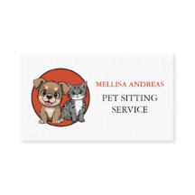 Cartão de Visita de Pet Sitting Fofo