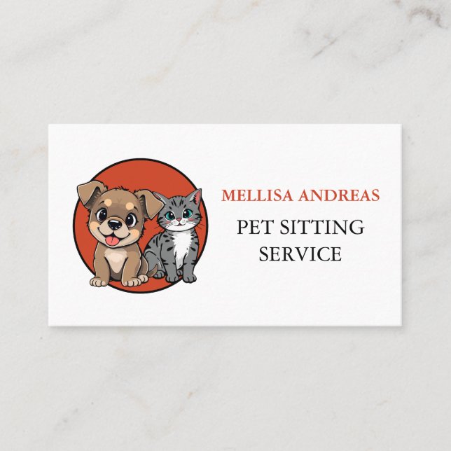 Cartão de Visita de Pet Sitting Fofo (Frente)