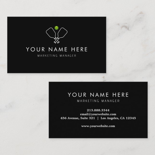 cartão de visita de Pickleball profissional (Frente/Verso)