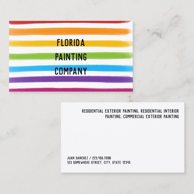 Cartão de visita de pintura por pintor (Frente/Verso)