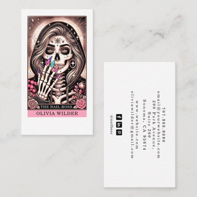 Cartão de visita de Placa Tarot Nail Tech (Frente/Verso)
