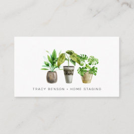 Cartão de Visita de Planta em Vaso Aquarela