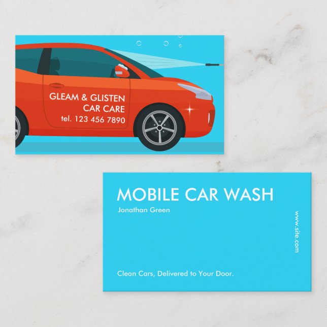 Cartão de visita de Porte de Lavagem de Carros (Frente/Verso)