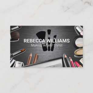 Cartão de visita de prata metálica escovada