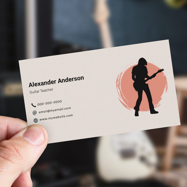 Cartão de Visita de Professor de Guitarra (Guitar Teacher Business Card)
