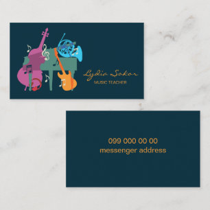 Cartão de Visita de Professor de Música Elegante
