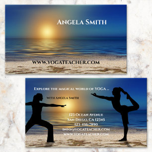 Cartão de Visita de Professor de Yoga na Praia do 