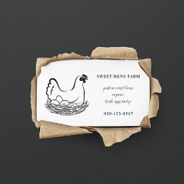 Cartão de visita de QRCode Simples Farmhouse Ovos