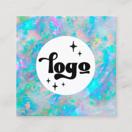 cartão de visita de quadrado opal azul do logotipo