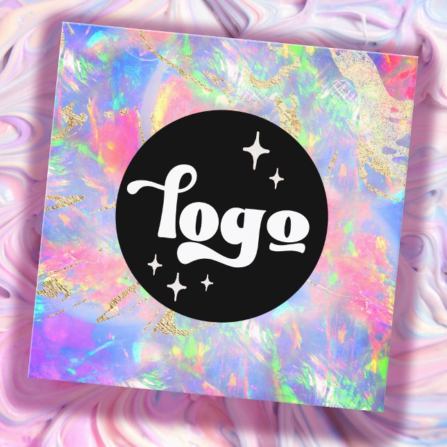 cartão de visita de quadrado opal neon (Criador carregado)