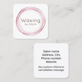 Cartão de visita de quadrado rosa esteticista