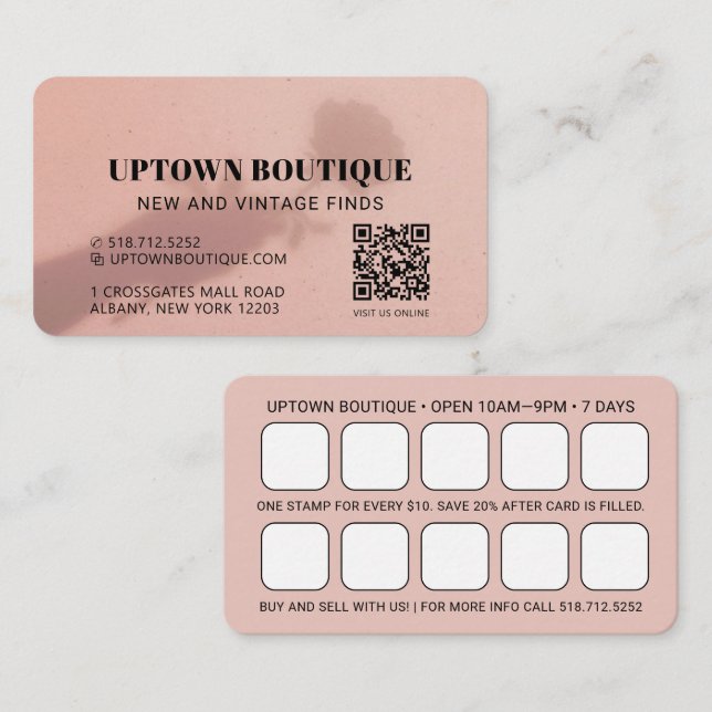 Cartão de visita de Recompensa de Código QR rosa S (Frente/Verso)