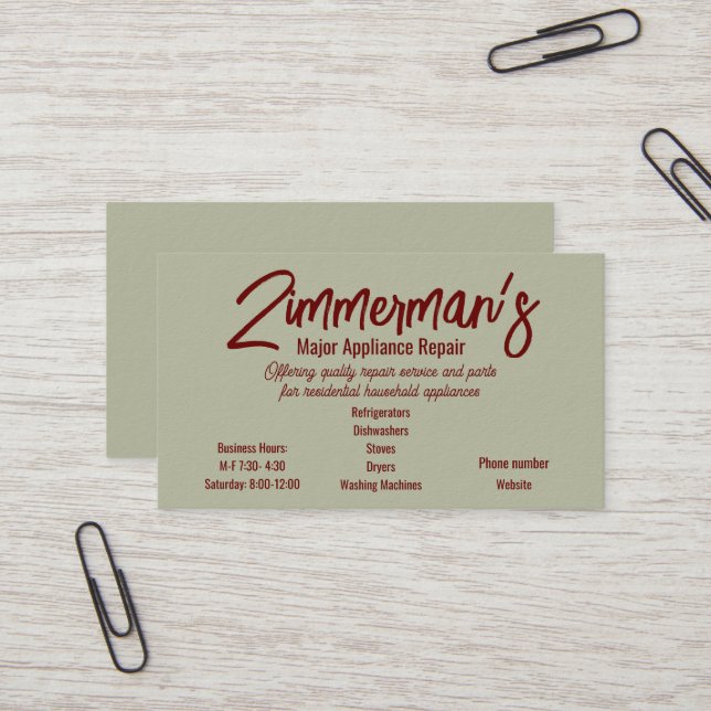 Cartão de visita de Reparo de Equipamento Principa (Frente/Verso In Situ)