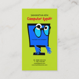 Cartão de visita de Reparo de PC Azul e Engraçado