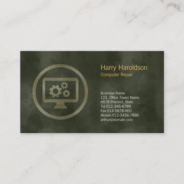 Cartão de visita de Reparo do Computador com Ícone (Frente)