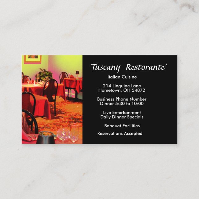 Cartão de Visita de Restaurante (Frente)