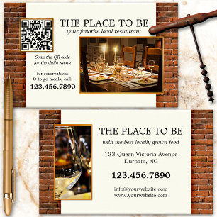 Cartão de Visita de Restaurante com Foto Código QR