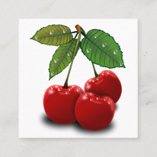 cartão de visita de retro cherry quadrado