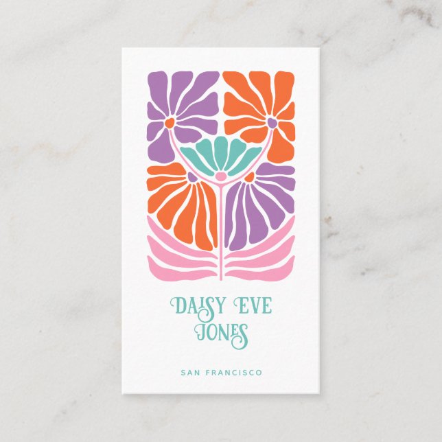 Cartão de visita de Retro Floral 70 (Frente)