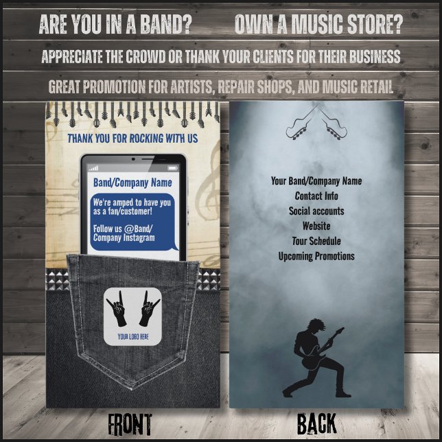 Cartão de visita de Rock & Roll Musical (Rock & Roll Appreciation & Thank You Card)