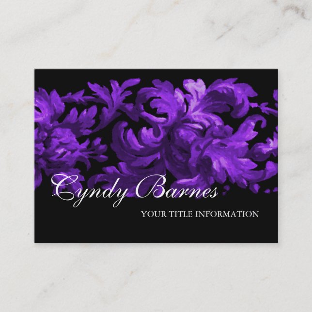 Cartão de visita de Rolagem de Acanthus Roxo e Pre (Frente)