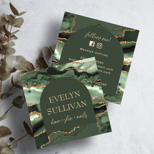 Cartão de visita de sábado verde agate e arco