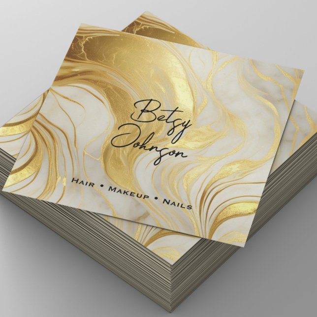 Cartão de Visita de Salão Marmorizado Marfim e Dou (Criador carregado)