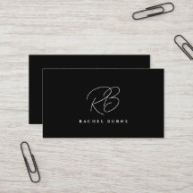 Cartão de visita de Script Moderno Elegante Preto 