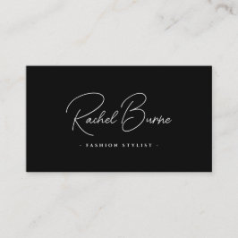Cartão de visita de Script Moderno Elegante Preto