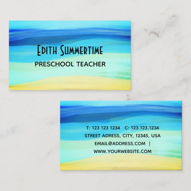 Cartão de visita de sentimentos de praia e verão (Frente/Verso)