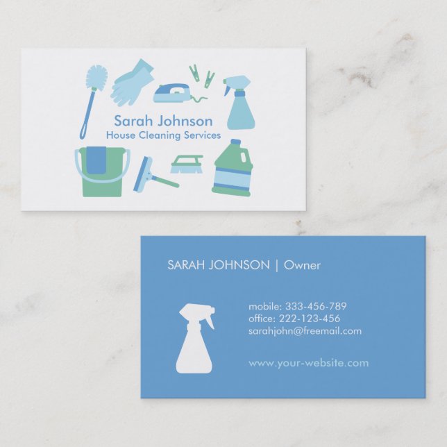 Cartão de visita de Serviço de Limpeza Profissiona (Frente/Verso)