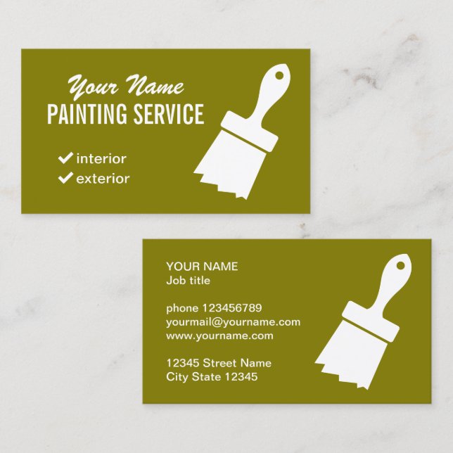 Cartão de visita de serviço de pintura com logotip (Frente/Verso)
