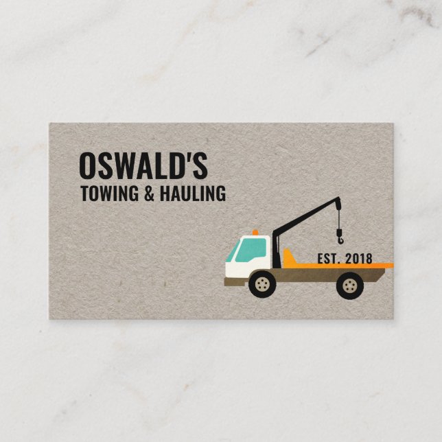 Cartão de visita de serviço de reboque e assombram (Frente)