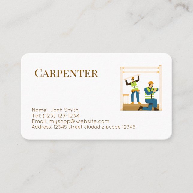 cartão de visita de serviços carpenter editáveis (Frente)