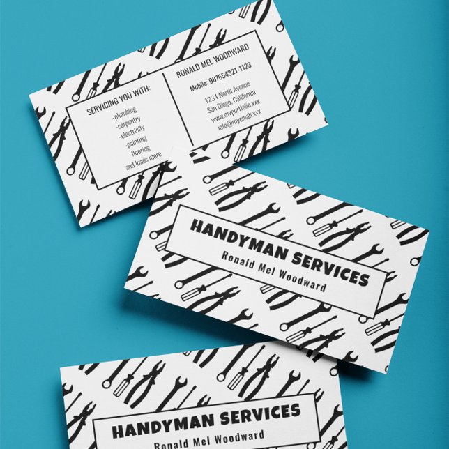 Cartão de visita de Serviços de Handyman de Ferram (Criador carregado)