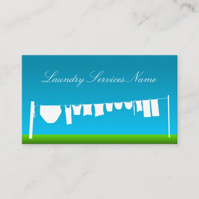 Cartão de visita de Serviços de Lavagem Azul e Ver (Frente)