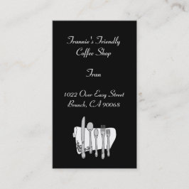 Cartão de visita de Silverware Branco Preto Person