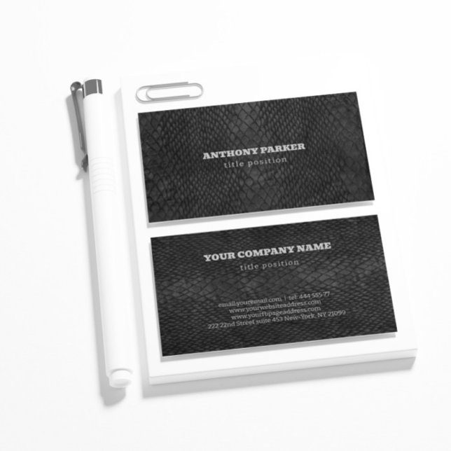 Cartão de visita de Snakeskin preto (Criador carregado)