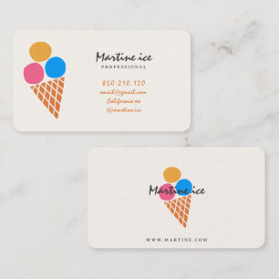 Cartão de visita de sorveteria minimalista retrô