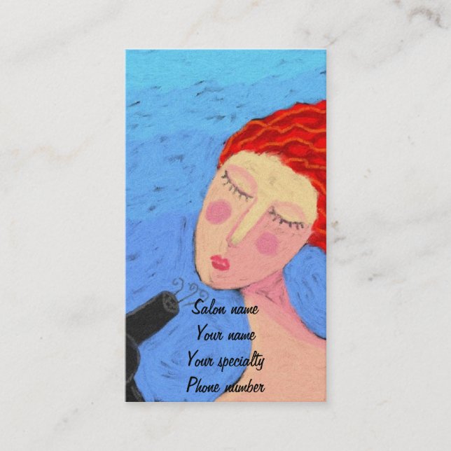 Cartão de visita de Stylist para o cabelo seco (Frente)
