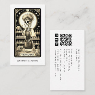 Cartão de Visita de Técnica de Unhas Ousada com Es