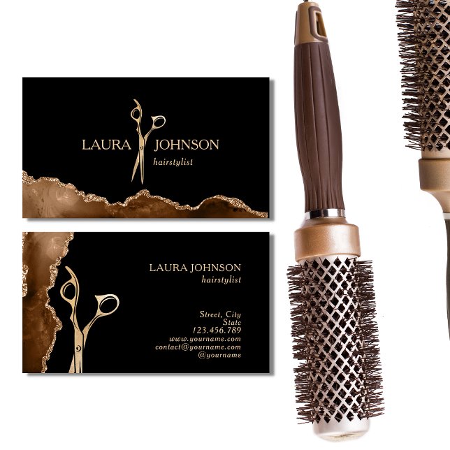 Cartão de visita de Tesoura Dourada Stylist de Cab (Criador carregado)