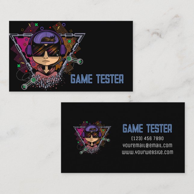 Cartão de Visita de Testador de Jogos (Frente/Verso)