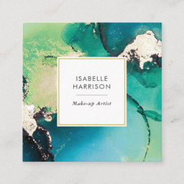 cartão de visita de tinta de cor azul verde