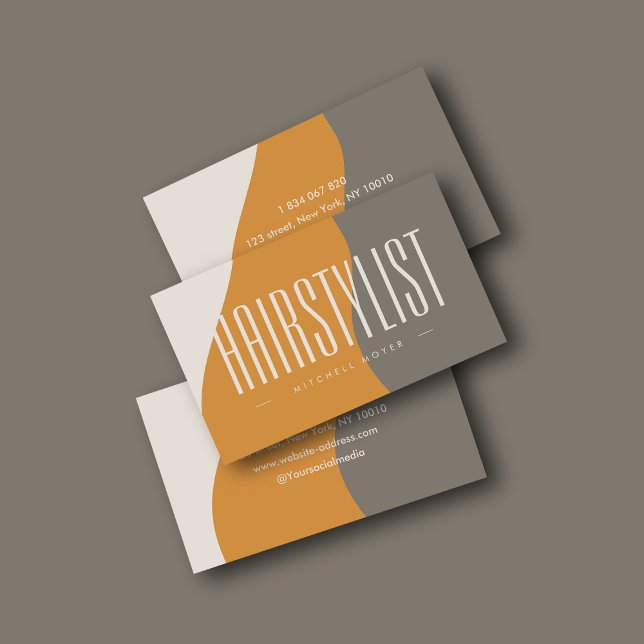 Cartão de visita de Tons da Terra do Hairstylist M (Criador carregado)